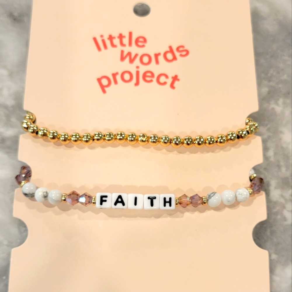 Little Words Project faith/gold beads 2 bracelets